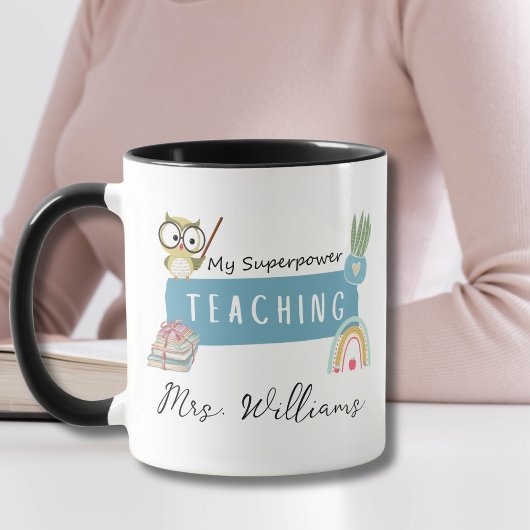 Mijn Superpower & regenboog, rode appel, bloem Mok