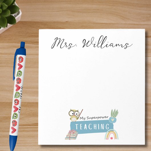 Mijn Superpower & regenboog, rode appel, bloemen Notitieblok