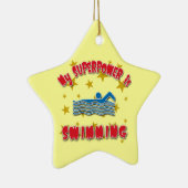 Mijn Superpower zwemt Keramisch Ornament (Rechts)