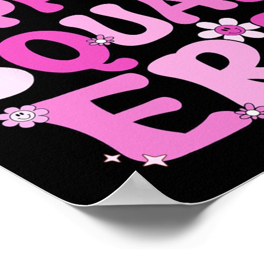 Mijn Support Squad Era Groovy Borstkanker Awarenes Poster (Hoek)