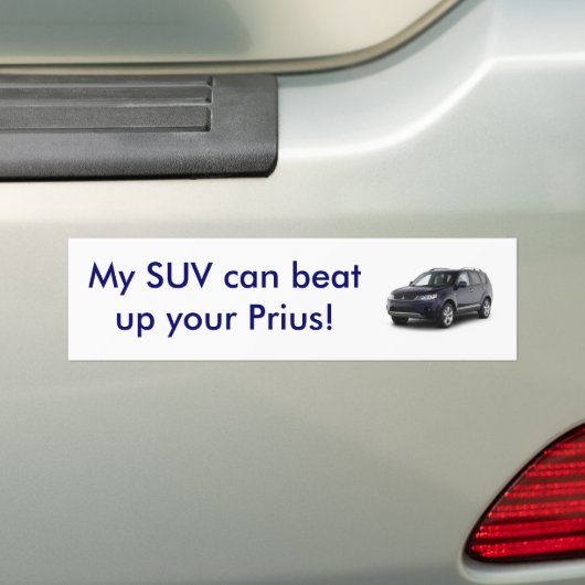 Mijn SUV kan je Prius verslaan. Bumpersticker (Op auto)