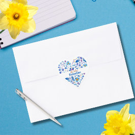 Mijn Sweet Valentijn Botanical Blue Floral Heart Hart Sticker