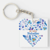 Mijn Sweet Valentijn Botanical Blue Floral Heart Sleutelhanger (voorkant)