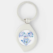 Mijn Sweet Valentijn Botanical Blue Floral Heart Sleutelhanger (Voorkant)