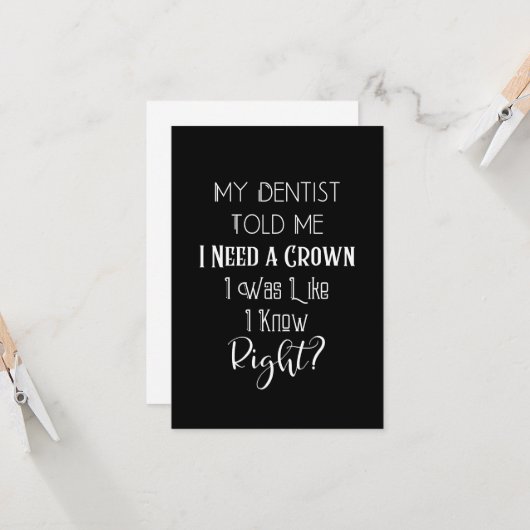 Mijn tandarts vertelde me dat ik een kroondichte H Kaart (Voorkant / Achterkant in situ)