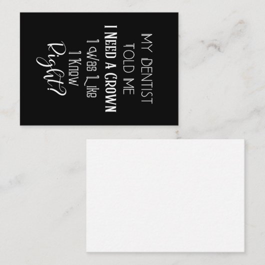 Mijn tandarts vertelde me dat ik een kroongeborene notitiekaartje (Voorkant / Achterkant)