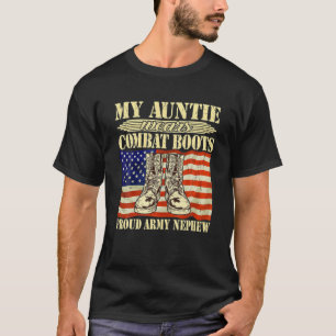 Mijn tante draagt gevechtslaarzen Militair Trots L T-shirt
