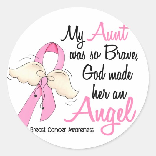 Mijn tante is een engel 2 borstkanker ronde sticker (Voorkant)