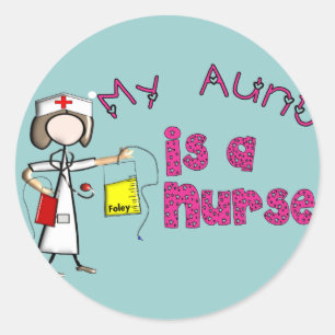 "Mijn tante is een verpleegster" Kinder T-shirt Ronde Sticker