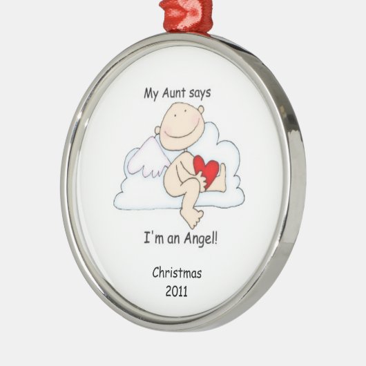 Mijn tante zegt dat ik een engel ben! metalen ornament (Links)