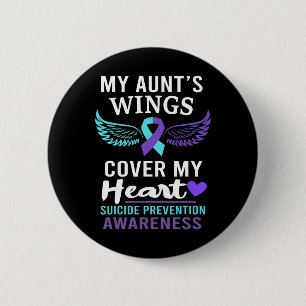 Mijn Tante's Wings Hoesje Heart Suicide Awareness Ronde Button 5,7 Cm