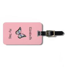 Mijn tas Schattige roze met vlinder en meisjesnaam