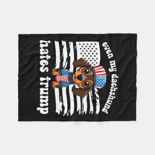 Mijn Teckel Haat Trump Honden Kamala Harris Stem Fleece Deken (Voorkant (Horizontaal))