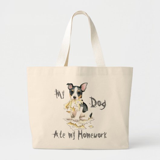Mijn Teddy Roosevelt Terrier Ate Mijn thuiswerk Grote Tote Bag (Voorkant)