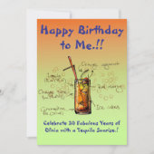 Mijn Tequila Sunrise verjaardagsfeestje uitnodigin Kaart (Voorkant)