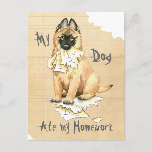 Mijn Tervuren Ate Mijn thuiswerk Briefkaart (Voorkant)
