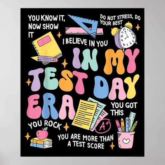 Mijn Test Day Era Retro Groovy Testen Dag Leraar Poster (Voorkant)