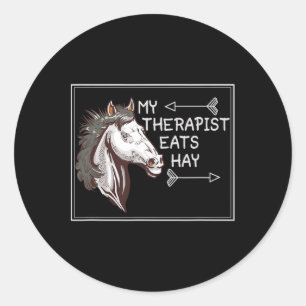 Mijn therapeut eet hooi Engels paardrijden dressuu Ronde Sticker