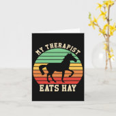 Mijn therapeut eet hooi grappig paardrijden retro kaart (Gele Bloem)