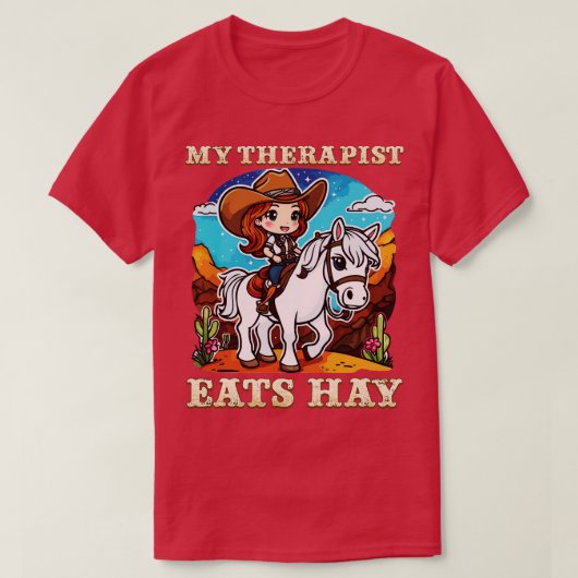 Mijn therapeut eet hooi ik paardenliefhebbers in p t-shirt (Design voorkant)