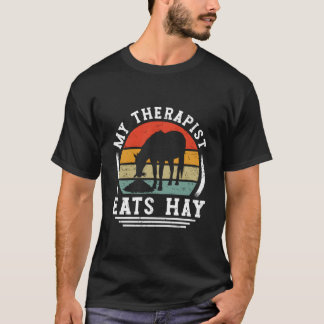 Mijn therapeut eet hooi Paardrijder Paarden T-shirt