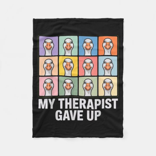Mijn therapeut gaf het op funny goose grid pop art fleece deken (Voorkant)
