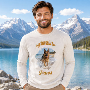 Mijn therapeut heeft poten foto hond citaat grap Tri-Blend shirt