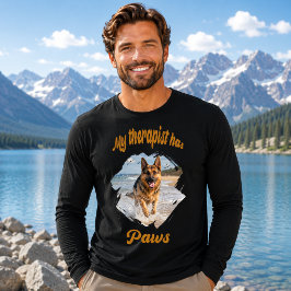 Mijn therapeut heeft poten foto hond citaat grap z Tri-Blend shirt