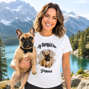 Mijn therapeut heeft poten Franse Bulldog foto T-shirt