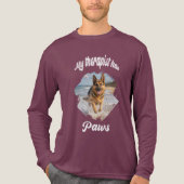 Mijn therapeut heeft poten hond foto bordeauxrood Tri-Blend shirt (Voorkant volledig)