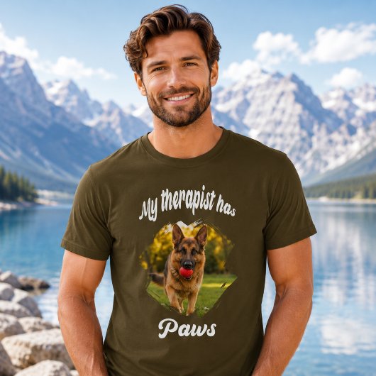 Mijn therapeut heeft poten hond foto bruin t-shirt
