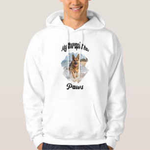 Mijn therapeut heeft poten hond foto citaat grap hoodie