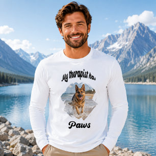 Mijn therapeut heeft poten hond foto citaat grap Tri-Blend shirt