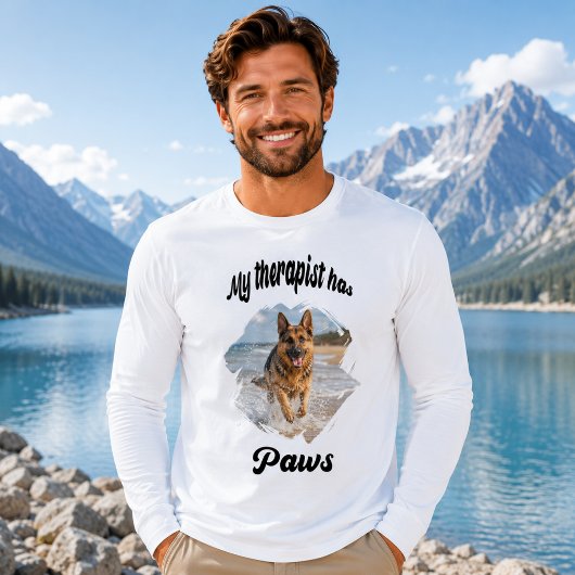 Mijn therapeut heeft poten hond foto citaat grap Tri-Blend shirt