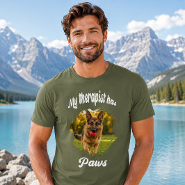 Mijn therapeut heeft poten hond foto groen t-shirt