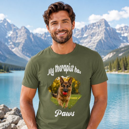 Mijn therapeut heeft poten hond foto groen t-shirt