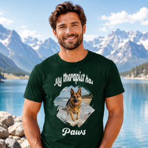 Mijn therapeut heeft poten hond foto groen t-shirt