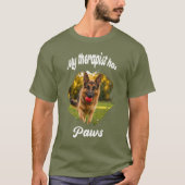 Mijn therapeut heeft poten hond foto groen t-shirt (Voorkant)