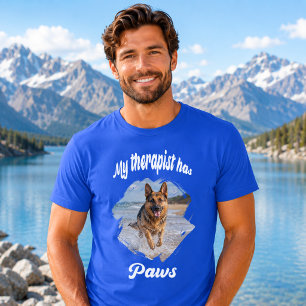 Mijn therapeut heeft poten hond foto koningsblauw t-shirt