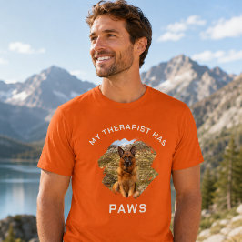Mijn therapeut heeft poten hond foto oranje t-shirt