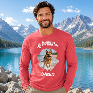 Mijn therapeut heeft poten hond foto rood Tri-Blend shirt
