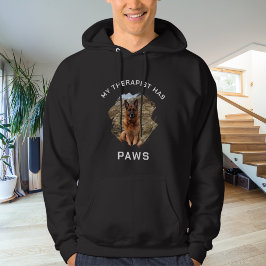 Mijn therapeut heeft poten hond foto zwart hoodie
