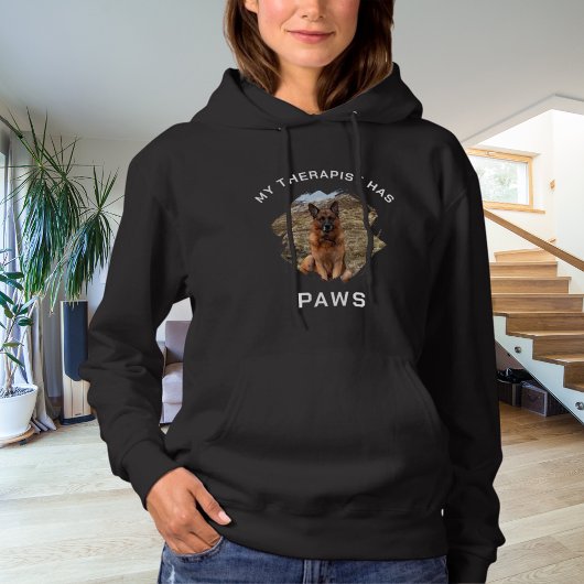 Mijn therapeut heeft poten hond foto zwart hoodie