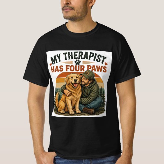 Mijn therapeut heeft vier poten Gouden Retriever H T-shirt (Voorkant)