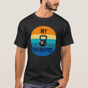 Mijn therapeut kettlebells gewichtheffen fitness t-shirt
