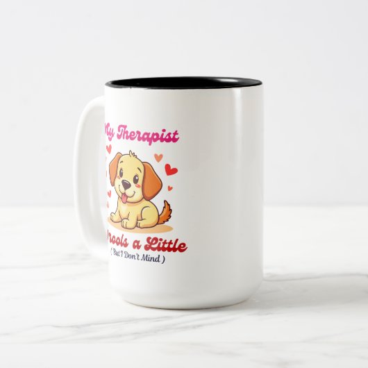 Mijn therapeut kwijlt een beetje tweekleurige koffiemok (Voorkant links)