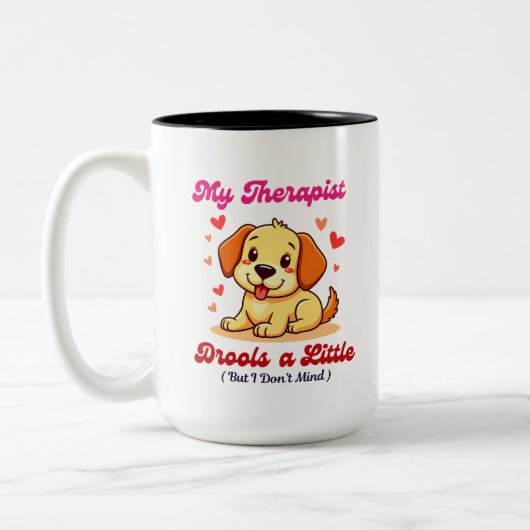 Mijn therapeut kwijlt een beetje tweekleurige koffiemok (Links)