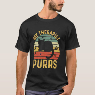Mijn therapeut spint grappige retro kattenliefhebb t-shirt