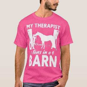 Mijn therapeut woont in een schuur grappige paarde t-shirt