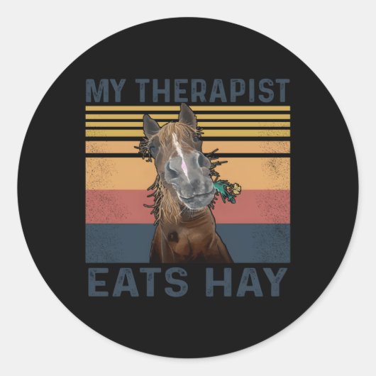 Mijn Therapist eet hay Horse Ronde Sticker (Voorkant)